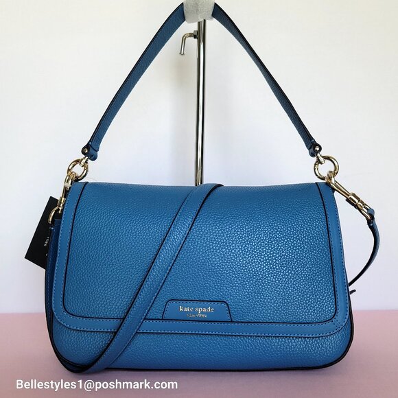 KATE SPADE Hudson Pebbled Leather Flap Convertible Shoulder Bag- Back to School - Picture 1 of 16